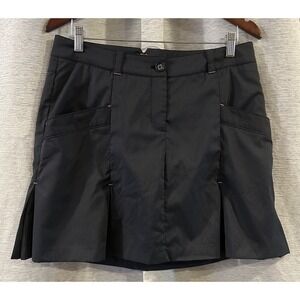 NIKE WOMENS BLACK/gray DRI-FIT TOUR PERFORMANCE PINSTRIPE MINI GOLF SKORT SIZE 8